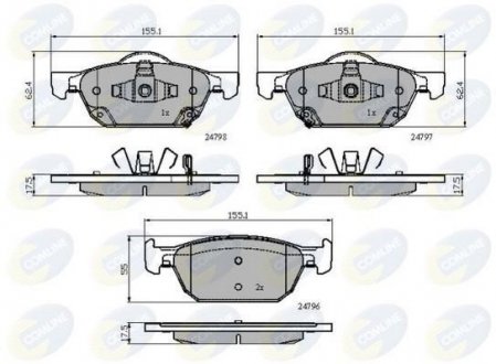 Гальмівні колодки, дискове гальмо (набір) COMLINE CBP32018 (фото 1)