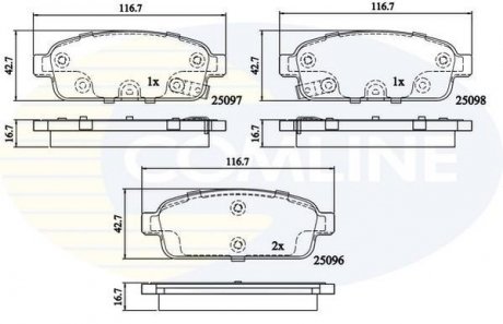 Гальмівні колодки, дискове гальмо (набір) COMLINE CBP32024 (фото 1)