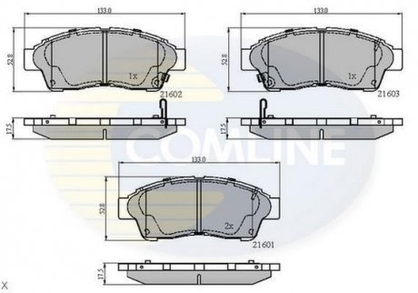 Гальмівні колодки, дискове гальмо (набір) COMLINE CBP3260 (фото 1)