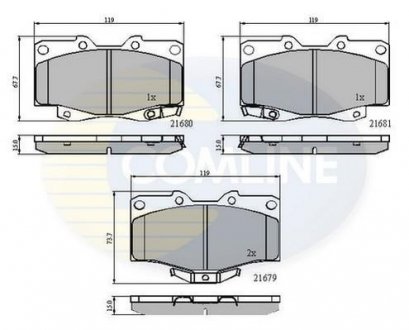 Гальмівні колодки, дискове гальмо (набір) COMLINE CBP3333 (фото 1)