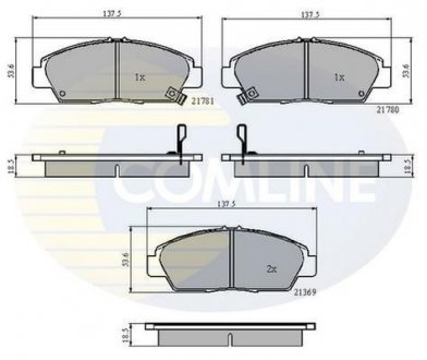 Гальмівні колодки, дискове гальмо (набір) COMLINE CBP3446 (фото 1)