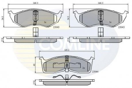 Гальмівні колодки, дискове гальмо (набір) COMLINE CBP3850 (фото 1)