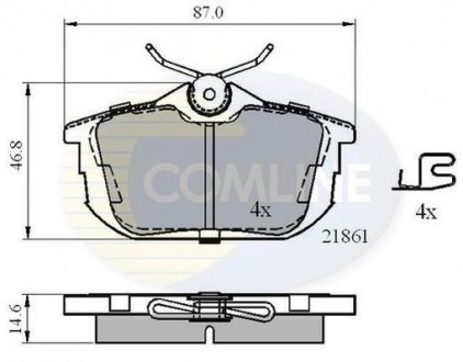 Гальмівні колодки, дискове гальмо (набір) COMLINE CBP3945 (фото 1)