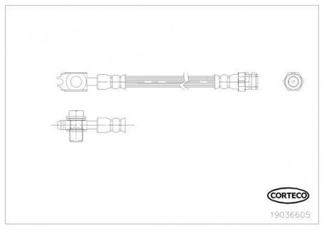 Шланг гальмівний GIĘTKI VW TL Тормозной шланг CORTECO 19036605 (фото 1)
