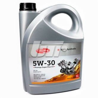 5L (Made in France!) Prestige SUPER PLUS C3 5W-30 ACEA C3/C2 API SN, Opel Dexos 2, BMW-LL-04, MB 229.51/229.52, VW502 00/505.01 Delphi 28236312 (фото 1)