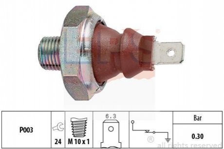 VW датчик тиск.мастила 0,3bar(різьба конічна) EPS 1.800.007 (фото 1)