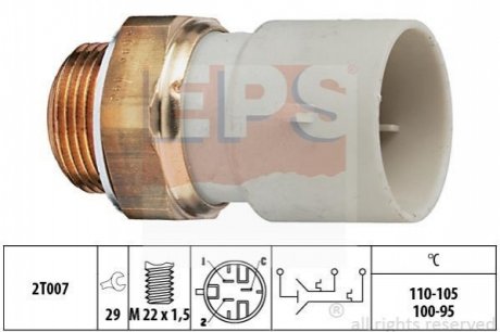 OPEL температурний датчик включення вентилятора радіатору Astra F,Corsa A/B 1.5D/TD/1.7D/2.0 87- EPS 1.850.689 (фото 1)