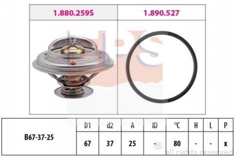 FORD термостат (Made in Italy!) 80°C Galaxy 2,8 95-, Golf III,IV 94-, LT28-50 2,4D,T4 EPS 1.880.259 (фото 1)