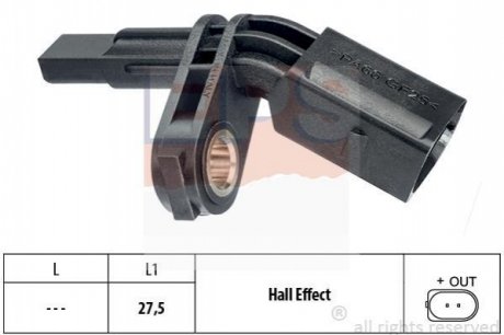 VW датчик ABS передн.лів.Golf,Passat,T5,Skoda Octavia,Seat,Audi EPS 1.960.007 (фото 1)