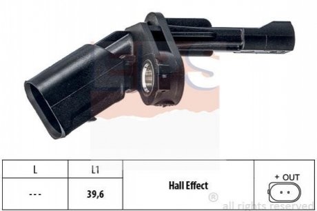 VW датчик ABS задн.лів.T5,Passat 00-,Skoda Octavia 04-,Superb 08- EPS 1.960.009 (фото 1)