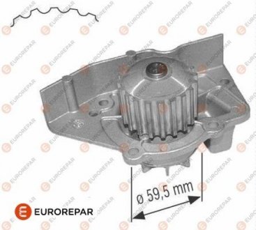 Помпа води Citroen Berlingo/Xsara/Peugeot Partner/205/306/309/405/406/806/Expert 1.6/1.8/1.9 87-02 EUROREPAR 1637173180 (фото 1)