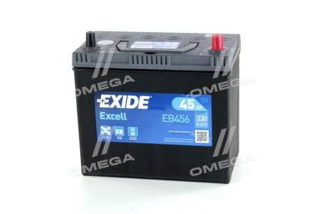 Акумулятор 45Ah-12v EXCELL(234х127х220),R,EN300 Азія тонк.клеми EXIDE EB456 (фото 1)