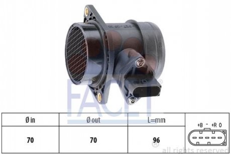 Витратомір повітря (5 конт.) VW T4/ LT II 1.9D/2.5D 95-06 (L=96) FACET 10.1284 (фото 1)