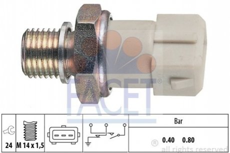 Датчик тиску оливи (0,4bar/3 конт./белый) Kadett E 1.3-1.6 FACET 7.0070 (фото 1)