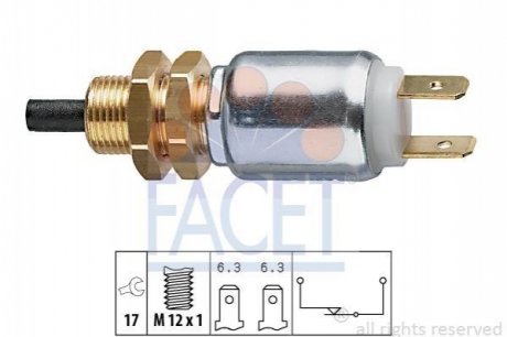 Датчик стоп-сигналу BMW 3(E30)/ 5(E28/E34)/ MB T1/ Volvo 740/940 1.6-5.0 74-98 FACET 7.1014 (фото 1)