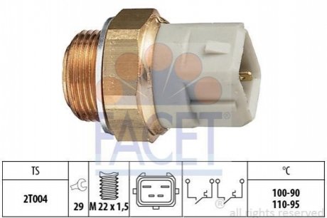 Датчик вмикання вентилятора Escort/Fiesta/Orion/Scorpio 1.4-2.0 89-99 FACET 7.5624 (фото 1)