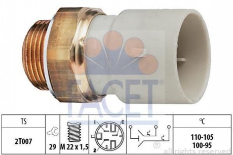 Термовимикач вентилятора радіатора FACET 7.5689 (фото 1)