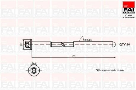 Bolt Kit, cylinder head Fischer Automotive One (FA1) B1465 (фото 1)