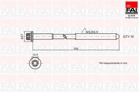 Bolt Kit, cylinder head Fischer Automotive One (FA1) B1756 (фото 1)