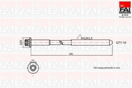 Комплект болтов ГБЦ Hyundai Elantra 2.0 CRDi 01-06 / Santa Fe 2.0/2.2 CRDi 01-13 / Tucson 2.0 CRDi 04-10 Країна-виробник: Англія Fischer Automotive One (FA1) B2129 (фото 1)