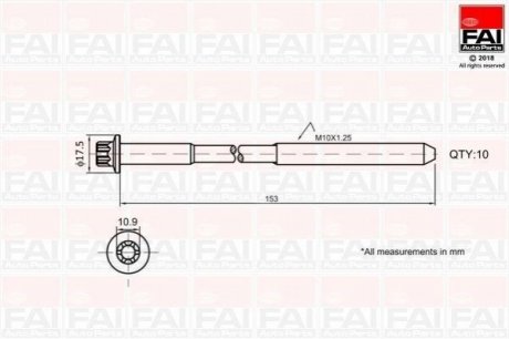 Комплект болтов ГБЦ Opel Combo 1.4/1.6 i Fischer Automotive One (FA1) B701 (фото 1)