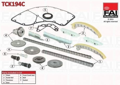 К-кт ланцюга ГРМ (полный-верхній+нижній TCK194NG+TCK195NG)) Iveco/PSA 3.0 Hdi/Jtd Fischer Automotive One (FA1) TCK194C (фото 1)