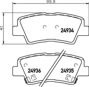 Колодки гальмівні задні Accent/Elantra/Tucson/Sportage 04- HELLA 8DB355014-571 (фото 1)