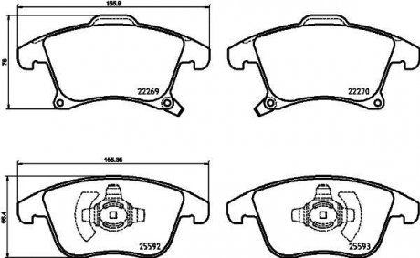 Гальмівні колодки Ford Galaxy, Mondeo V, S-Max Ford Usa Fusion Lincoln Mkz 1.0-3.5 09.06- HELLA 8DB355025201 (фото 1)