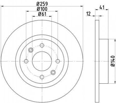 Гальмівний диск перед. Sandero/Logan/Twingo/Fortwo 96- 0.9-1.6 (PRO) HELLA 8DD355115-271 (фото 1)