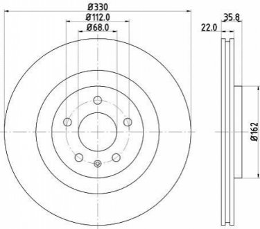 Диск гальмівний 55383PRO HELLA 8DD 355 118-021 (фото 1)