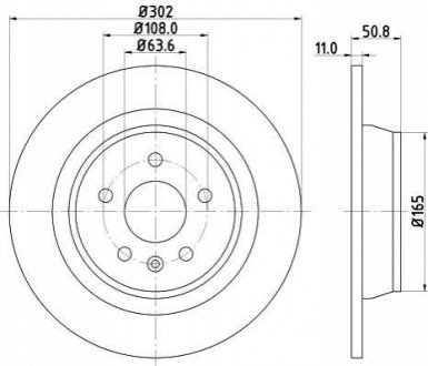 Гальмівний диск зад. Ford Mondeo IV 07- (302x11) HELLA 8DD355118-841 (фото 1)