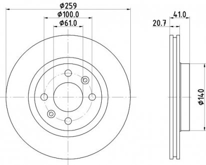 Диск гальмівний перед. Renault Clio I, Clio Ii, Kangoo, Kangoo Express, Megane I, Megane I Classic, Megane I Coach 1.2-2.0 06.8 HELLA 8DD355126531 (фото 1)