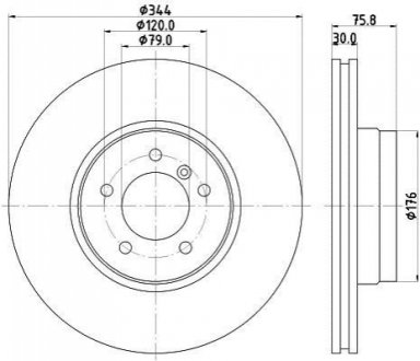 Гальмівний диск пер. RANGE ROVER III 02-05 (PRO) HELLA 8DD355128-381 (фото 1)