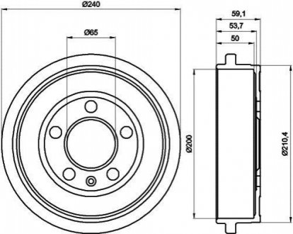 Гальмівний барабан Fabia/Polo 1.0-2.0 99- HELLA 8DT355300-371 (фото 1)