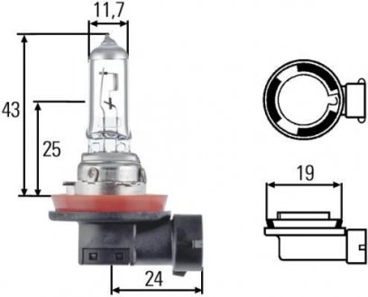 Лампа 24V H11 70W PGJ19-2 HEAVY DUTY HELLA 8GH008358241 (фото 1)