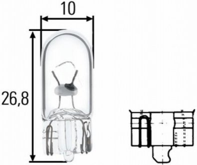 Лампа освітлення 24V W5W W2.1x9.5D без цоколя HELLA 8GP003594-251 (фото 1)