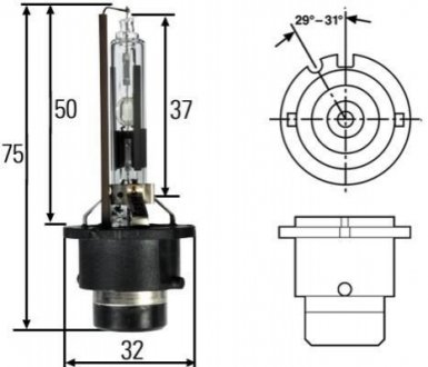 Лампа ксенонова D2R, 35W, Pk32d-3 HELLA 8GS 007 001-151 (фото 1)