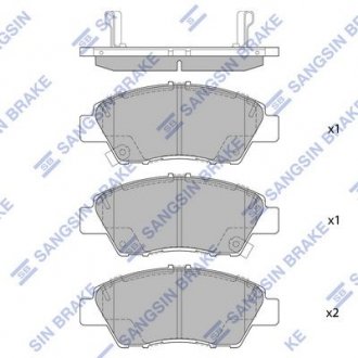 Комплект гальмівних колодок з 4 шт. дисків Hi-Q (SANGSIN) SP1463 (фото 1)