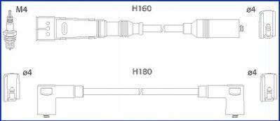 VW К-кт високовольтних проводів Golf,Passat,Caddy,Seat HITACHI 134705 (фото 1)