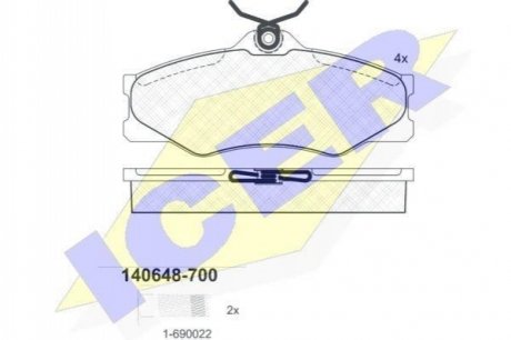 Комплект гальмівних колодок (дискових) ICER 140648-700 (фото 1)