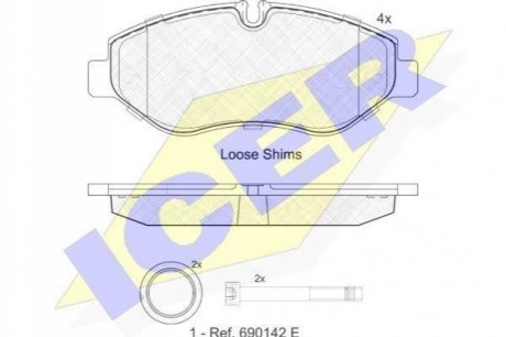 Колодки тормозные (передние) Iveco Daily IV/V 06- (Brembo) ICER 141832 (фото 1)