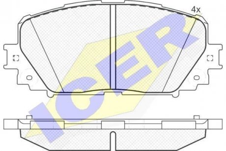 Гальмівні колодки, дискове гальмо (набір) ICER 181898 (фото 1)