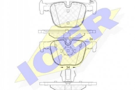 Комплект гальмівних колодок (дискових) ICER 182064 (фото 1)