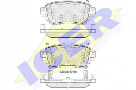Комплект гальмівних колодок (дискових) ICER 182188 (фото 1)