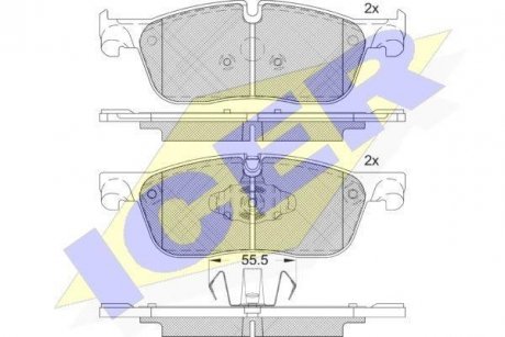 Колодки гальмівні (передні) Land Rover Range Rover Velar 2.0/3.0 17- (Teves) Q+ ICER 182236203 (фото 1)