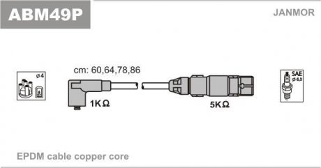 Провода VW Golf/Bora/Polo 1.6 94- Audi A3 1.6 96-00 Skoda Janmor ABM49P (фото 1)