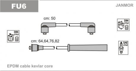 В/в провода (каучук) Ford Cortina 1.6 2.0 77-82, Sierra 1,6 Ohc Janmor FU6 (фото 1)