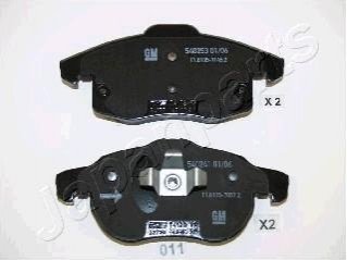 Гальмівні колодки перед. OPEL Vectra C, Astra H, Zafira B FIAT Croma 05- SAAB 9-3 JAPANPARTS PA-011AF (фото 1)