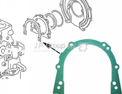 Прокладка кришки колінвала (задньої) LT2.4/2.5/T4 JP GROUP 1119100100 (фото 1)