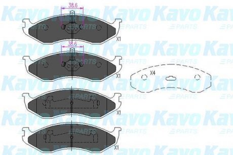 Гальмівні колодки, дискове гальмо (набір) KAVO KBP4016 (фото 1)